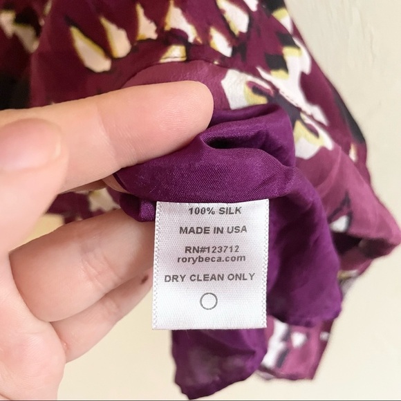 RORY BECA Purple Black White Ikat Print Wrap Top Spaghetti Strap Mini Dress 0 - Picture 6 of 6